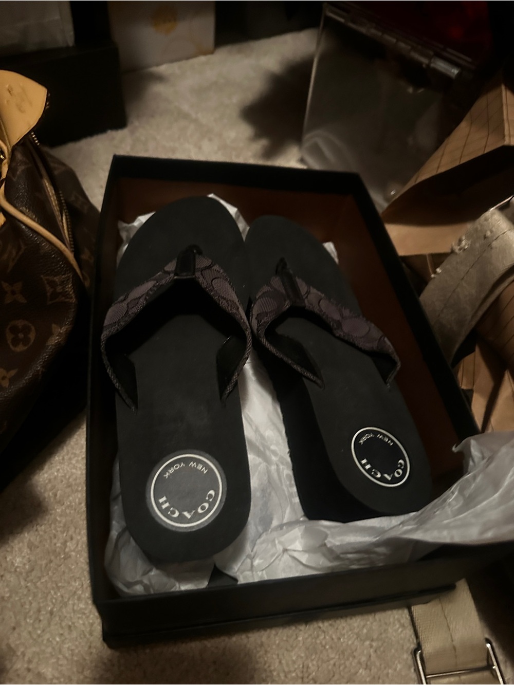 Coach Black Signature Flip Flop Sandals - Women's size 6.5
